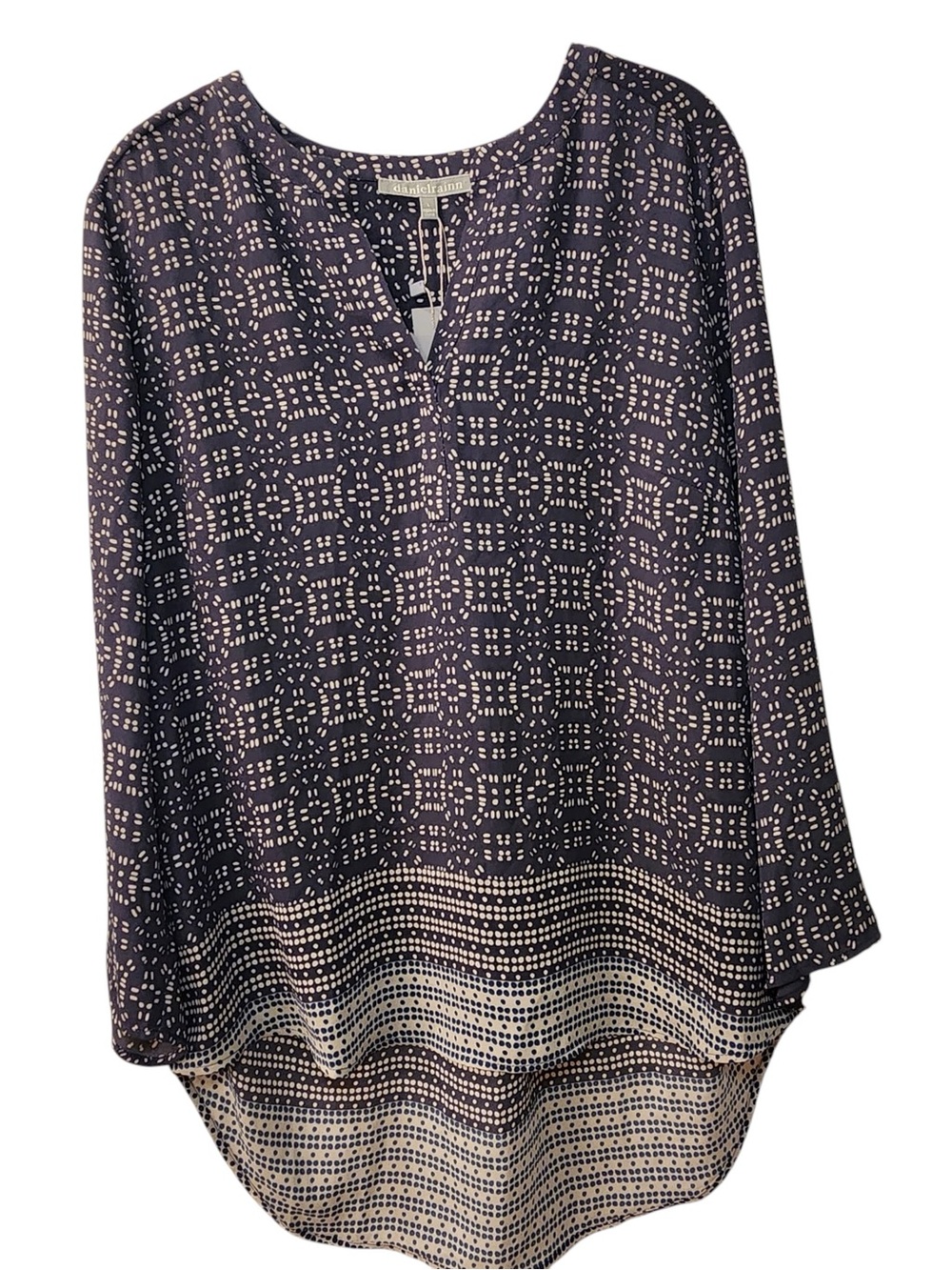 NWT Daniel Rainn x Anthropologie Split-Neck Tunic Top Blouse Hi Low Spring Fall - Picture 2 of 6
